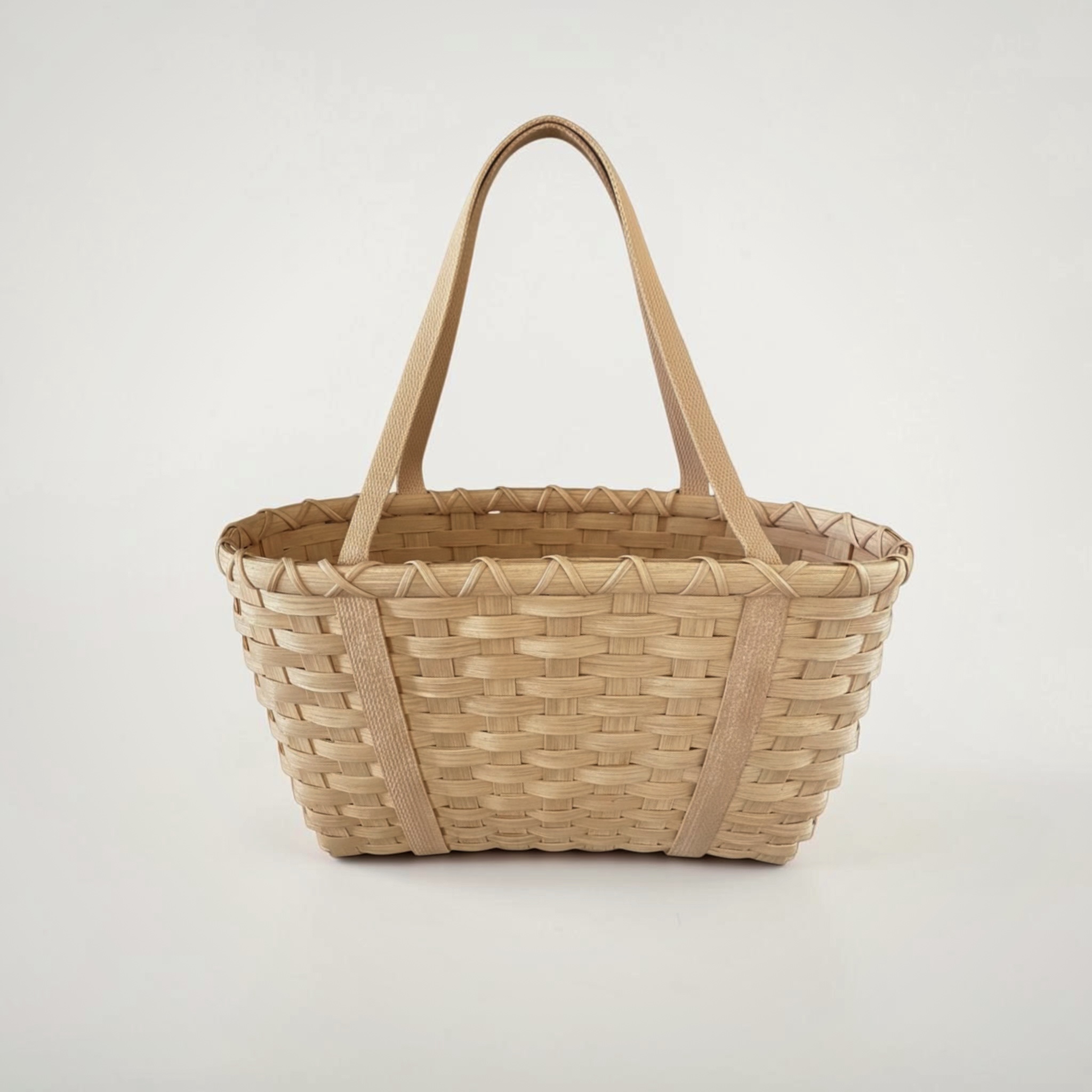 Summertime Tote Basket woven in bright reed with cotton handles